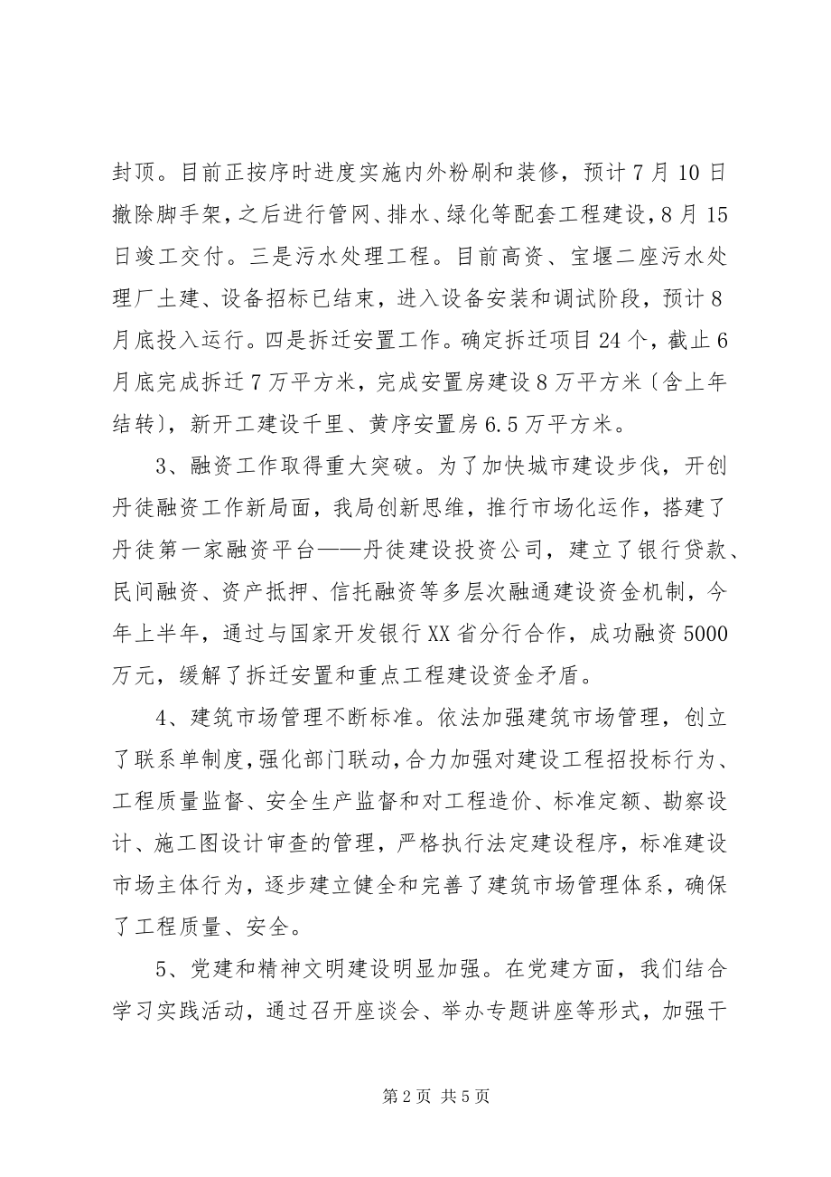 2023年建设局工作成效上半年总结及下半打算.docx_第2页