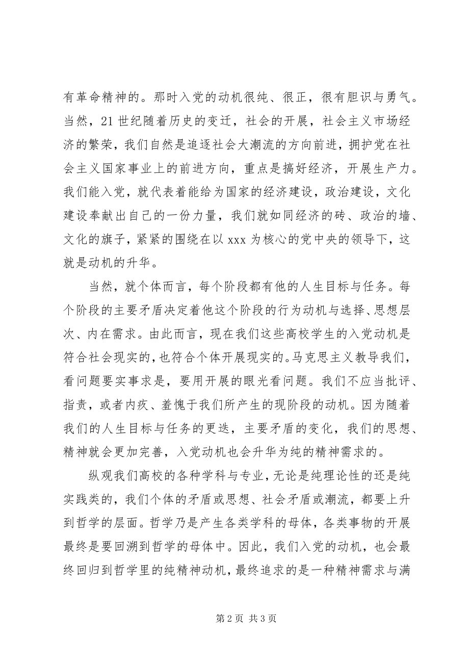 2023年党课培训思想汇报《入党动机》.docx_第2页