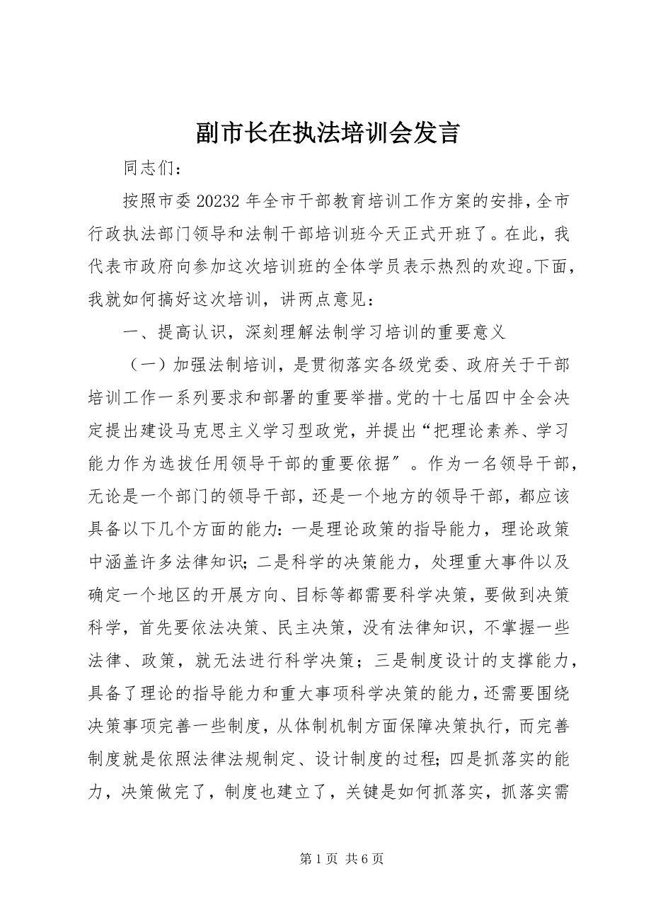 2023年副市长在执法培训会讲话.docx_第1页