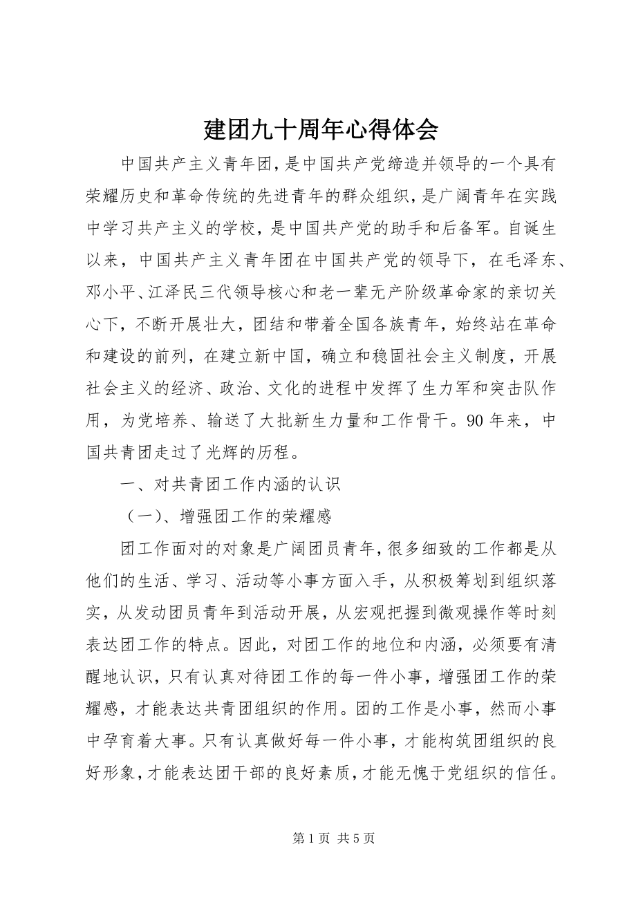 2023年建团九十周心得体会.docx_第1页