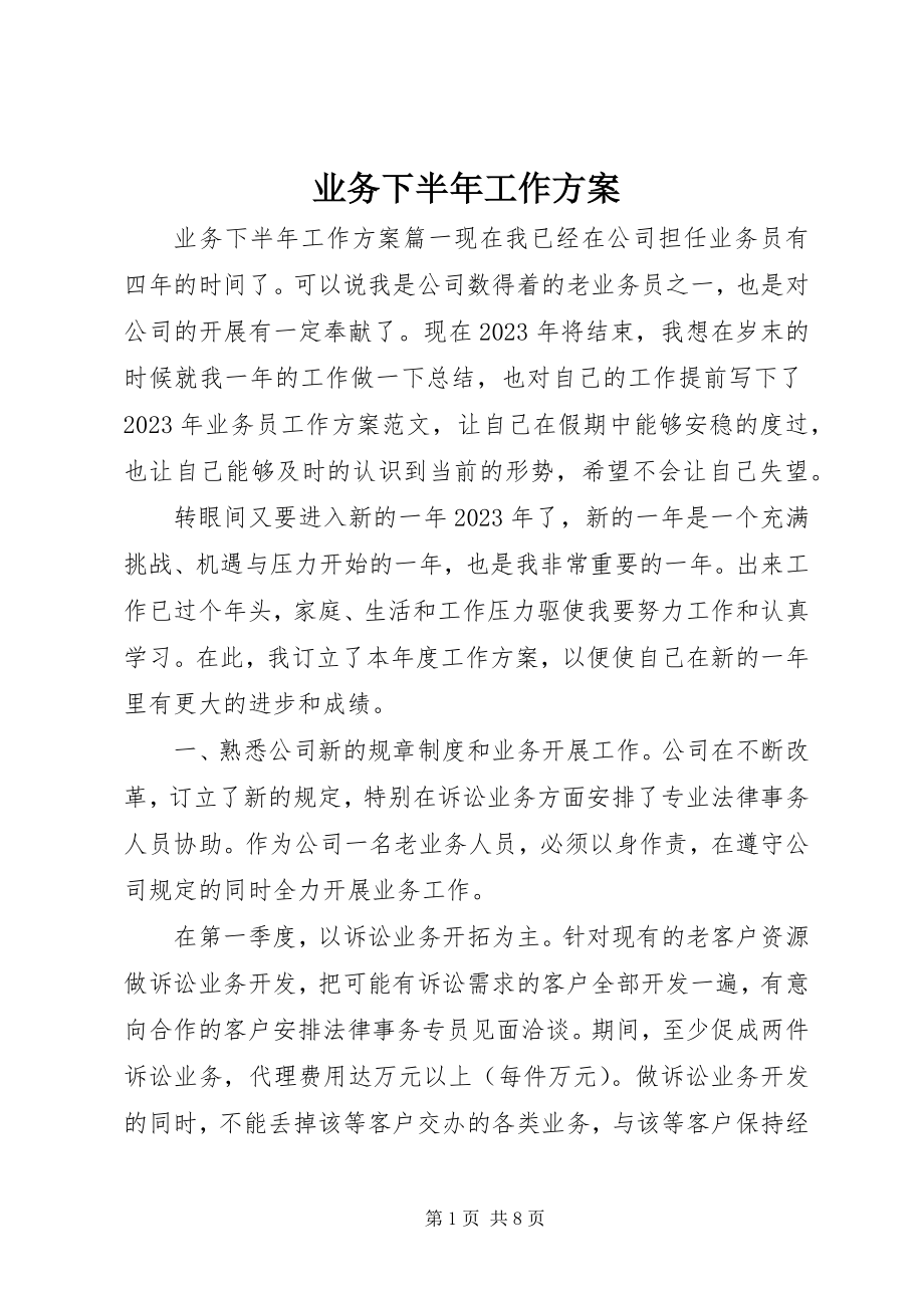 2023年业务下半年工作计划.docx_第1页