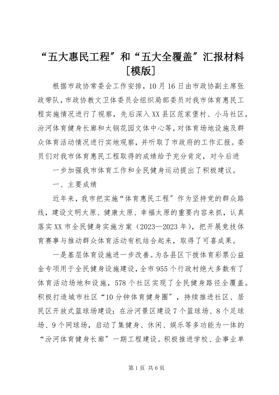 2023年五大惠民工程和五大全覆盖汇报材料模版.docx_第1页