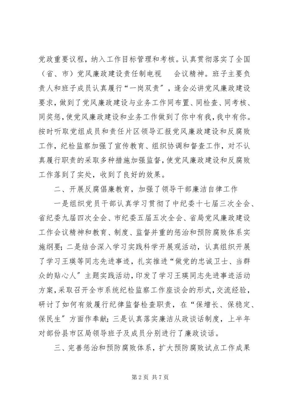 2023年食药监局党组上半年廉政工作总结.docx_第2页