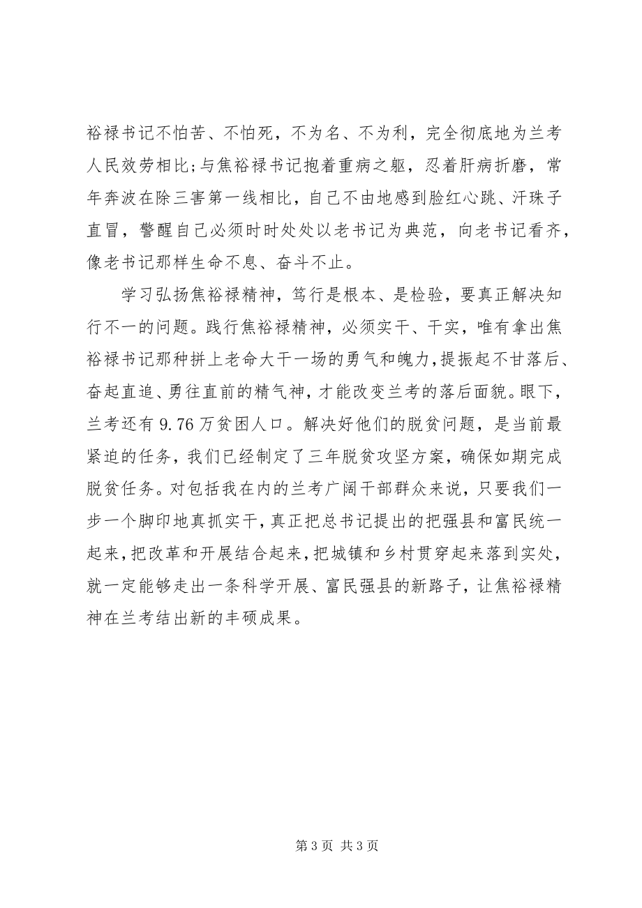 2023年学习焦裕禄精神做人民满意公仆心得体会2.docx_第3页