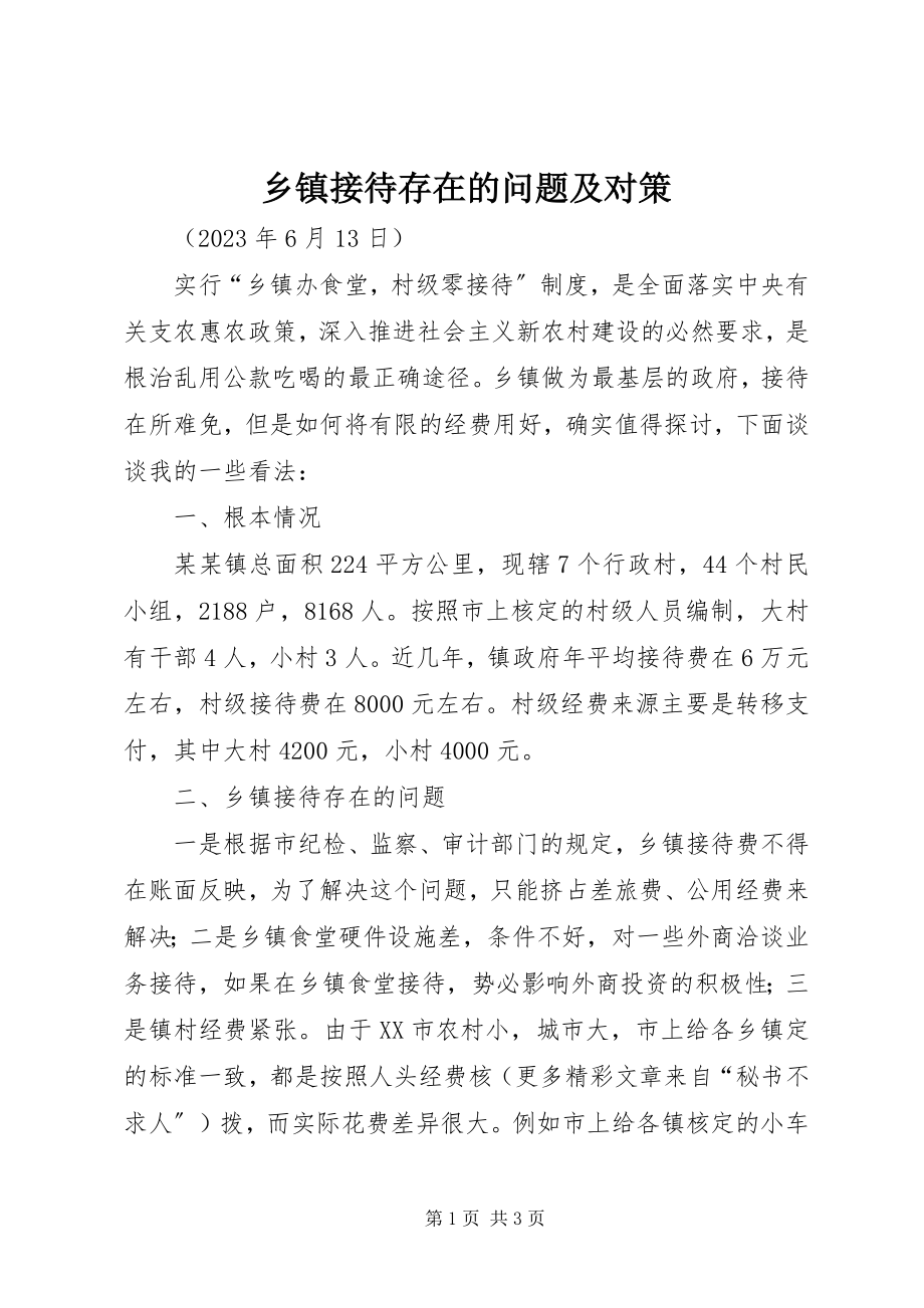 2023年乡镇接待存在的问题及对策.docx_第1页