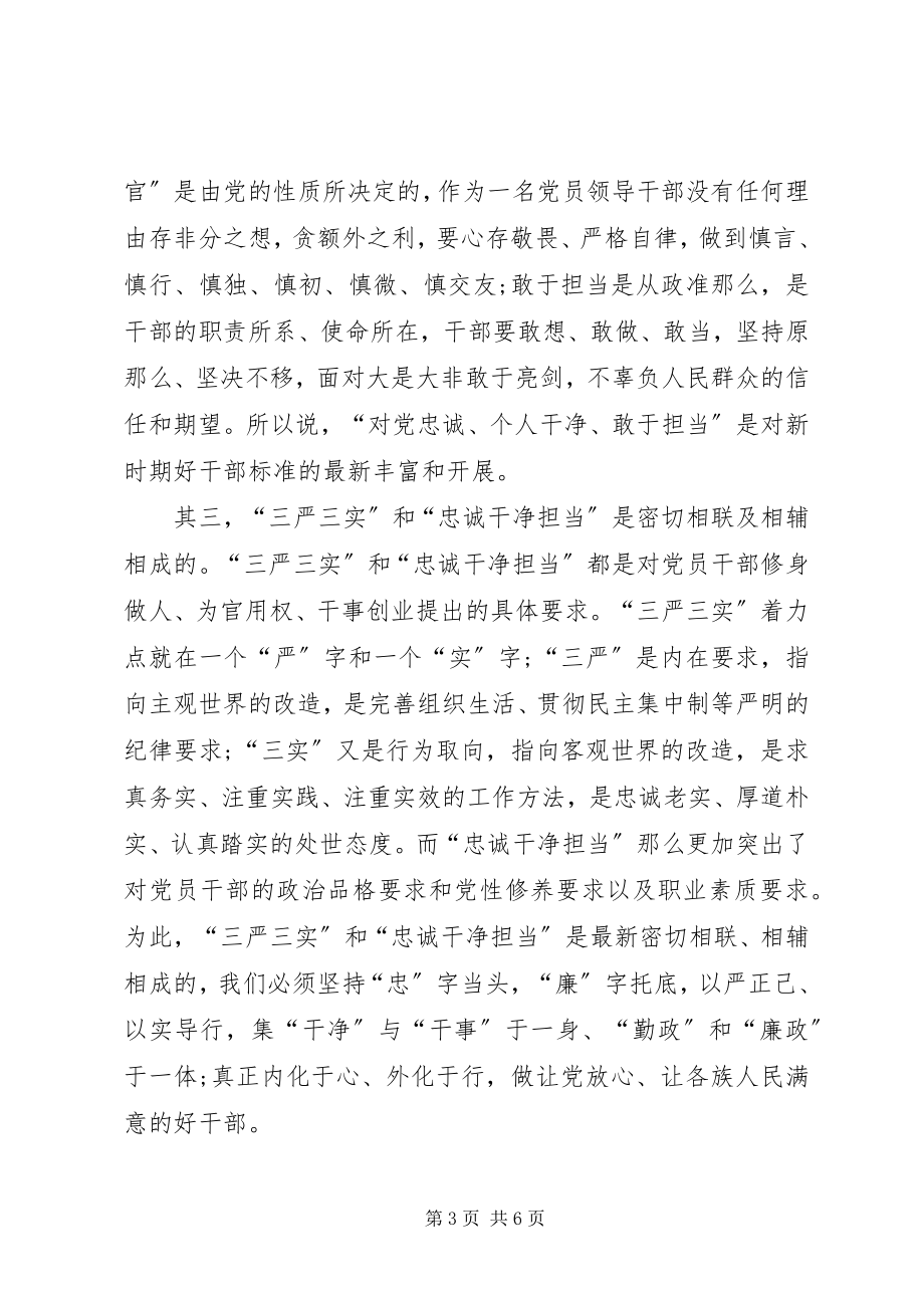 2023年三严三实和忠诚干净担当专题教育党课心得体会.docx_第3页