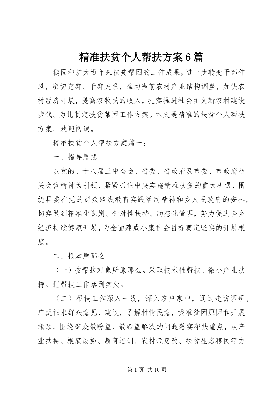 2023年精准扶贫个人帮扶计划6篇.docx_第1页