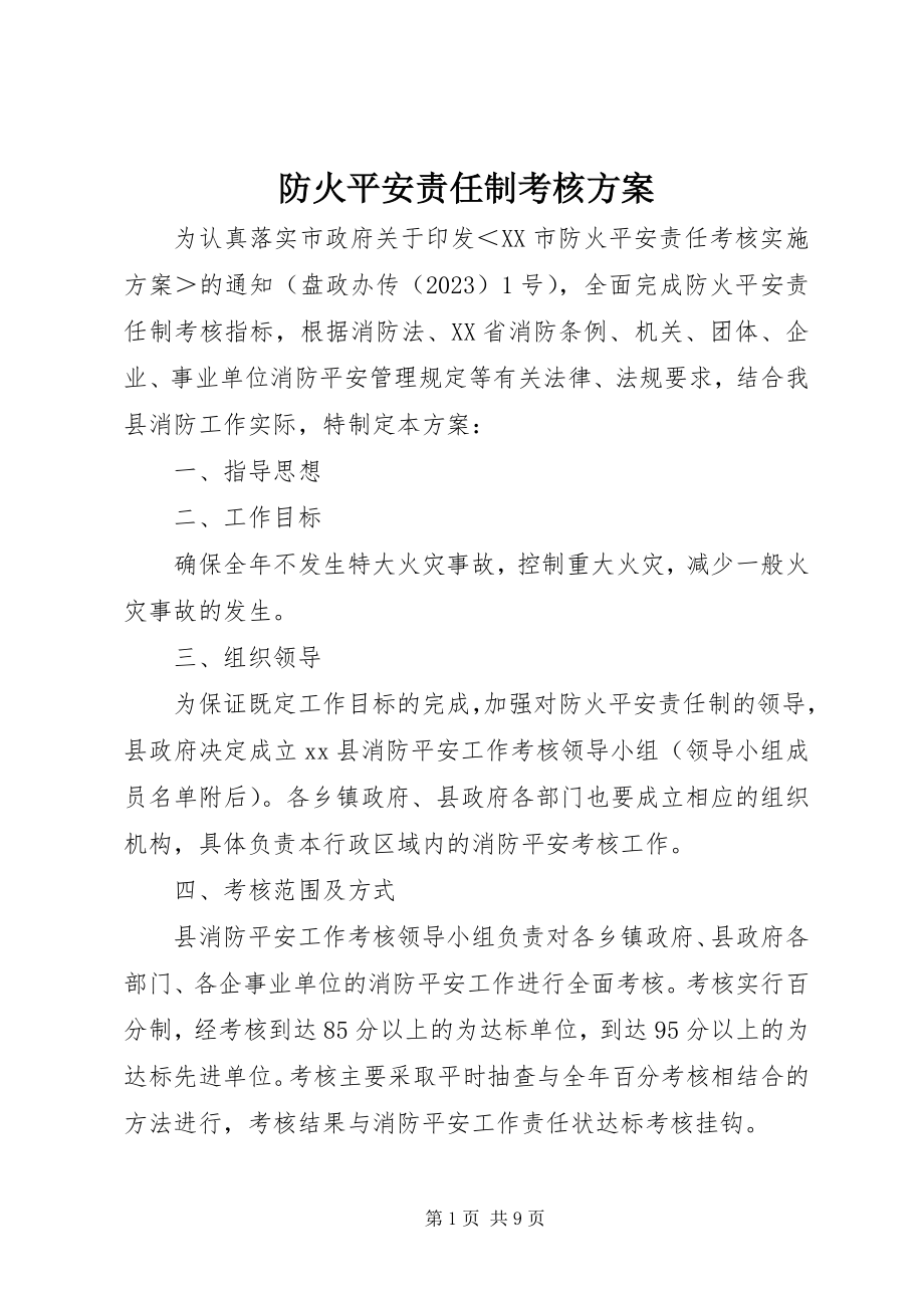 2023年防火安全责任制考核方案.docx_第1页