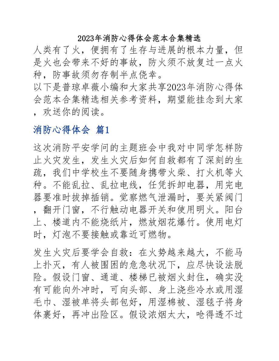 2023年消防心得体会范本.docx_第1页