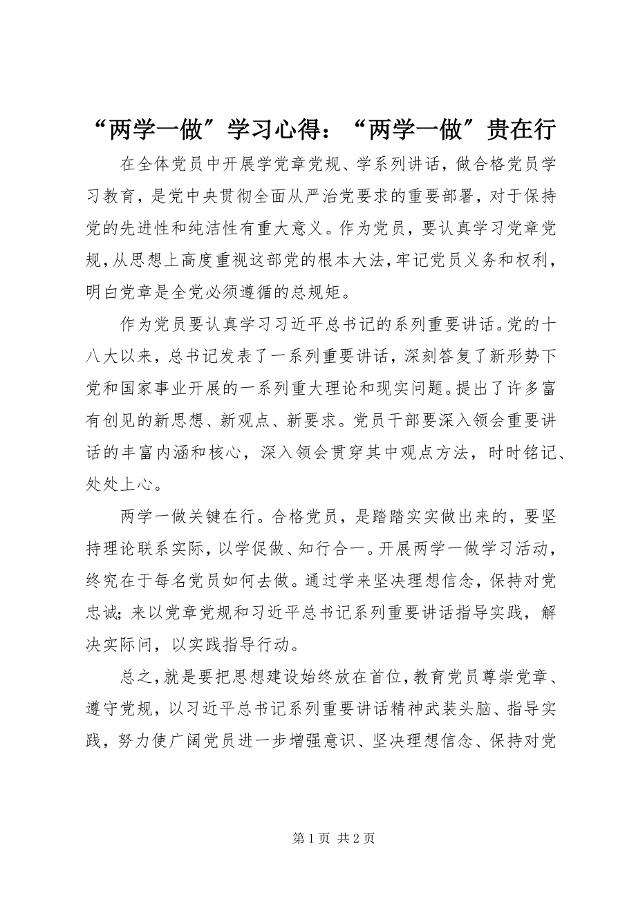 2023年两学一做学习心得两学一做贵在行.docx_第1页