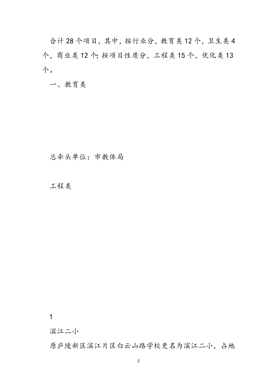 优化中心城区教育医疗商业布局部分重点项目清单2023年-2023年.doc_第2页