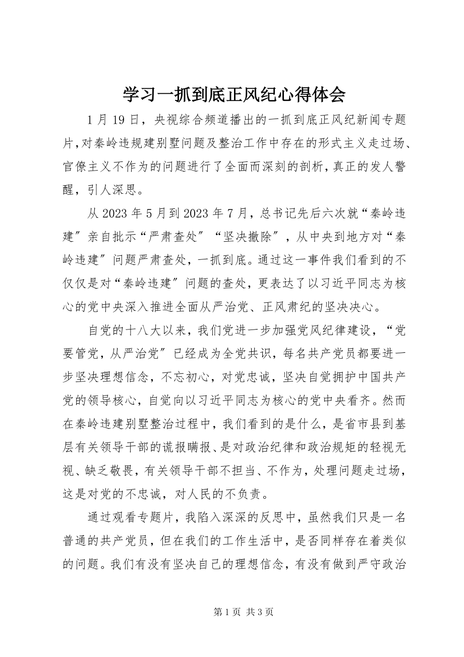 2023年学习《一抓到底正风纪》心得体会.docx_第1页