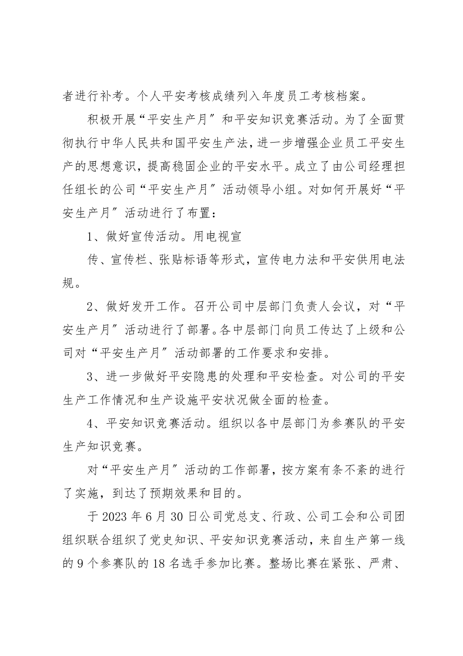 2023年电力公司某年安全工作总结新编.docx_第2页