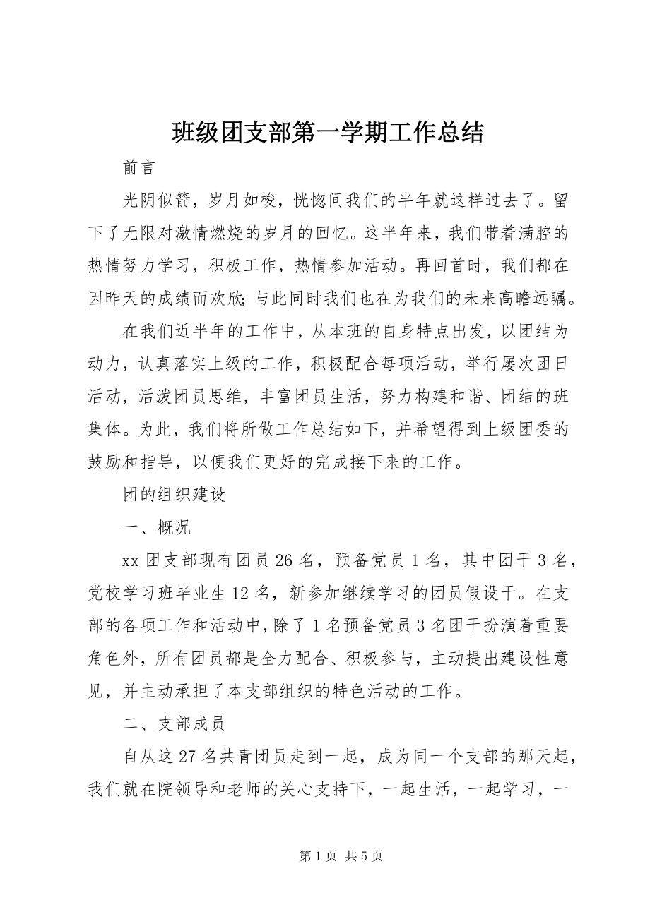 2023年班级团支部第一学期工作总结新编.docx_第1页