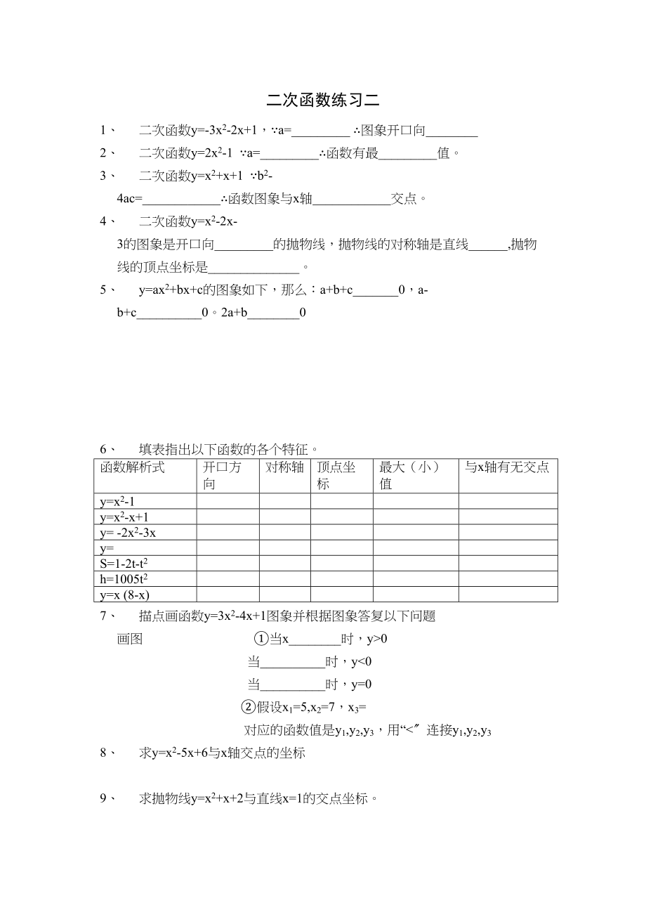 2023年二次函数练习8套华师大版5.docx_第1页