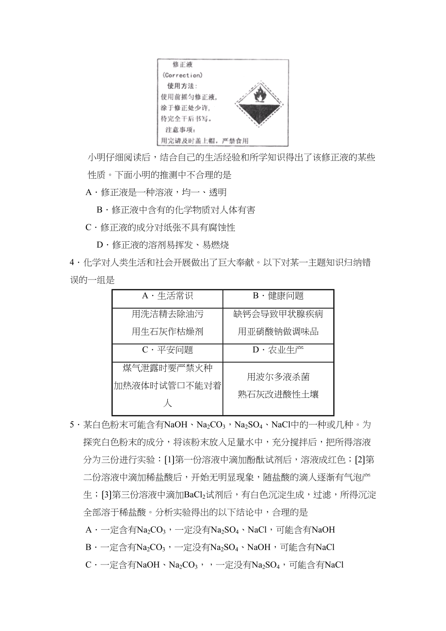 2023年度菏泽市定陶县第二学期九年级期业水平测试初中化学.docx_第2页