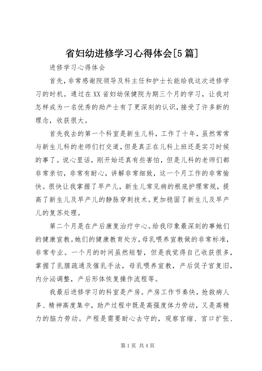 2023年省妇幼进修学习心得体会5篇.docx_第1页