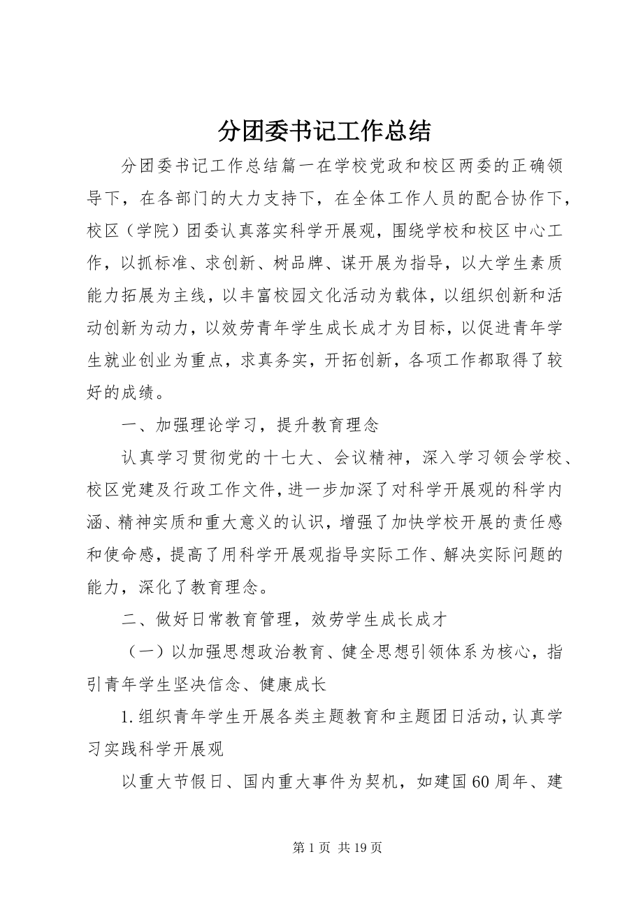 2023年分团委书记工作总结.docx_第1页