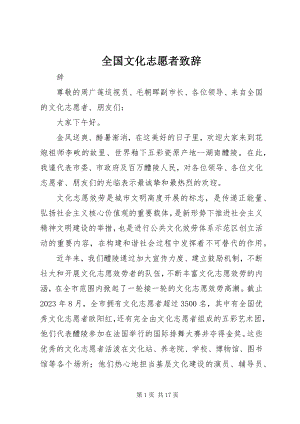 2023年全国文化志愿者致辞.docx