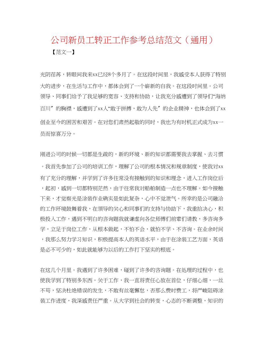 2023年公司新员工转正工作总结范文.docx_第1页