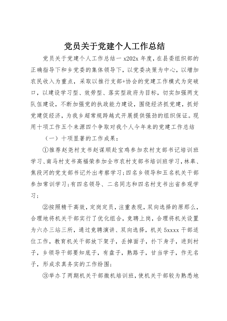 2023年党员党建个人工作总结.docx_第1页