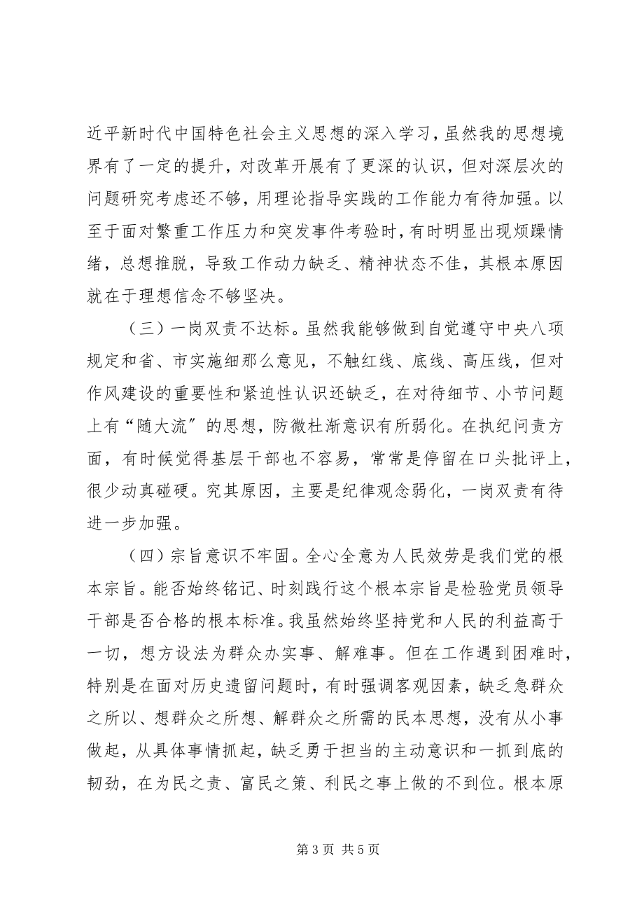 2023年县长政治性警示教育专题民主生活会个人对照检查材料.docx_第3页