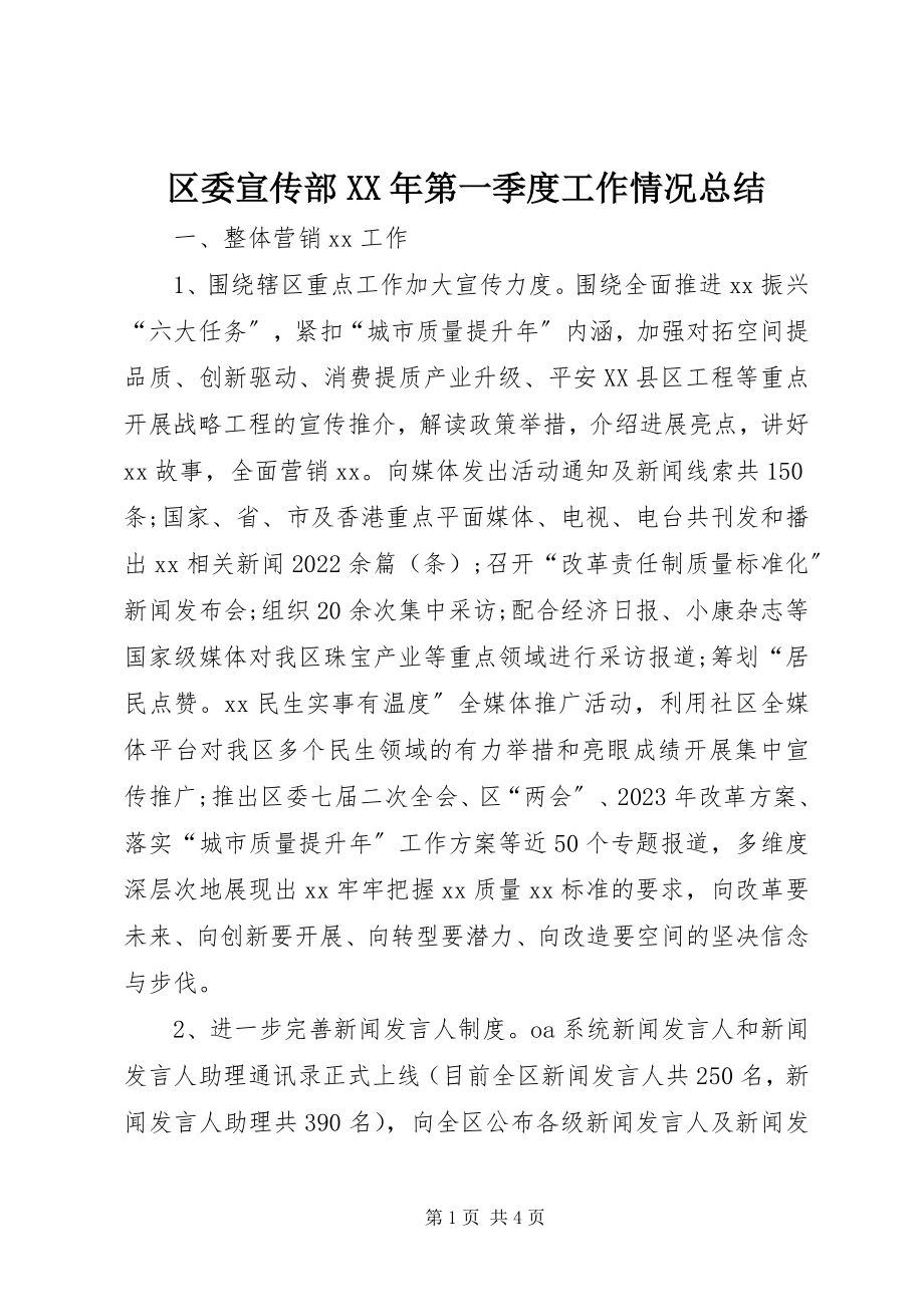 2023年区委宣传部第一季度工作情况总结.docx_第1页