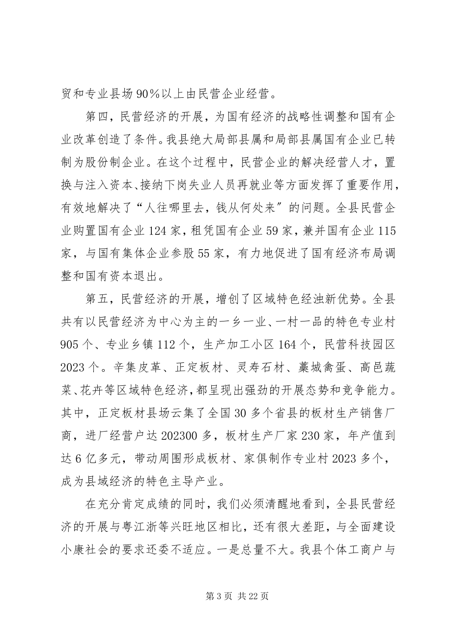 2023年县民营经济工作大会县长致辞稿.docx_第3页