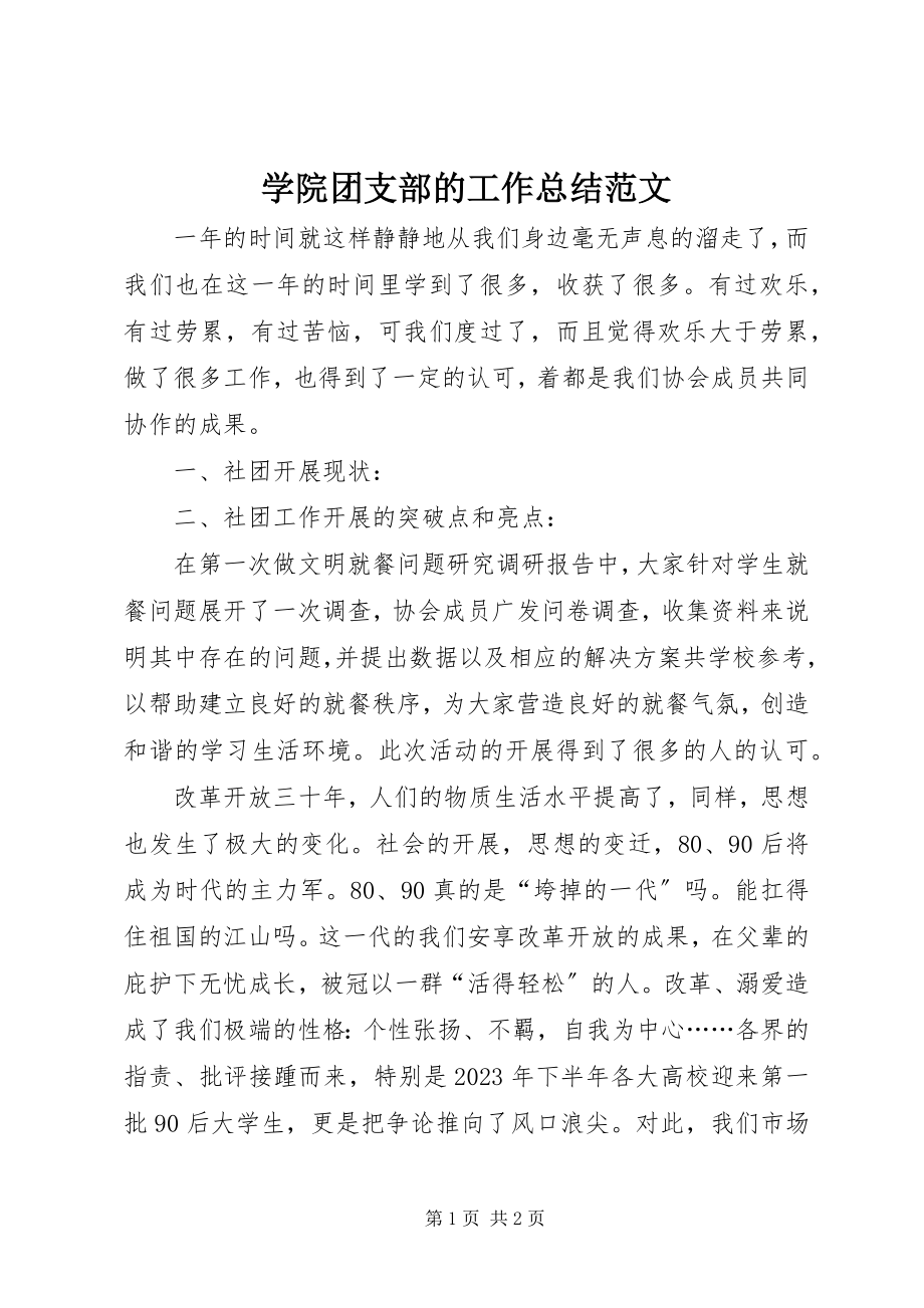 2023年学院团支部的工作总结.docx_第1页