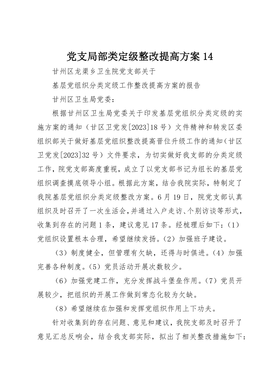 2023年党支部分类定级整改提高方案14.docx_第1页