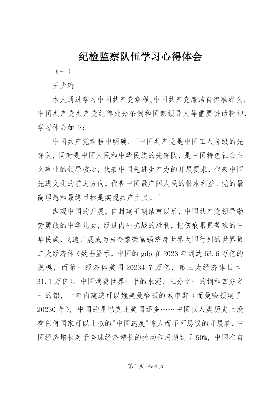 2023年纪检监察队伍学习心得体会.docx_第1页