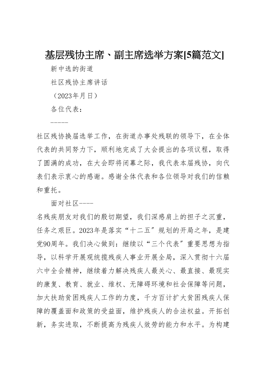 2023年基层残协主席副主席选举方案5篇范文 2.doc_第1页