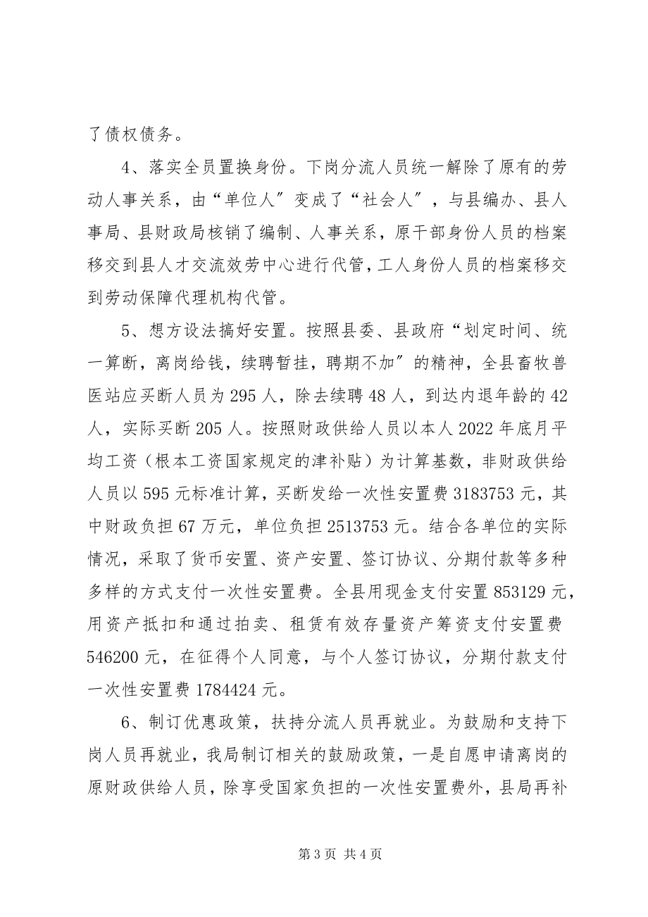 2023年县畜牧局关于乡镇畜牧兽医站综合配套改革情况汇报.docx_第3页