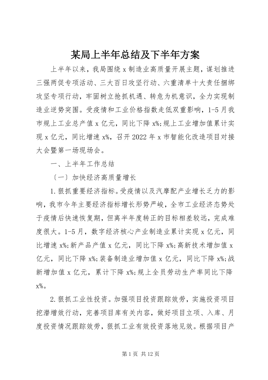 2023年某局上半年总结及下半计划.docx_第1页