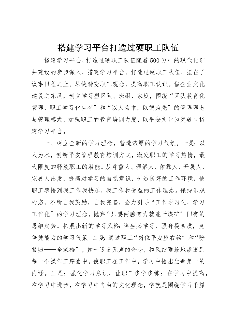 2023年搭建学习平台打造过硬职工队伍新编.docx_第1页