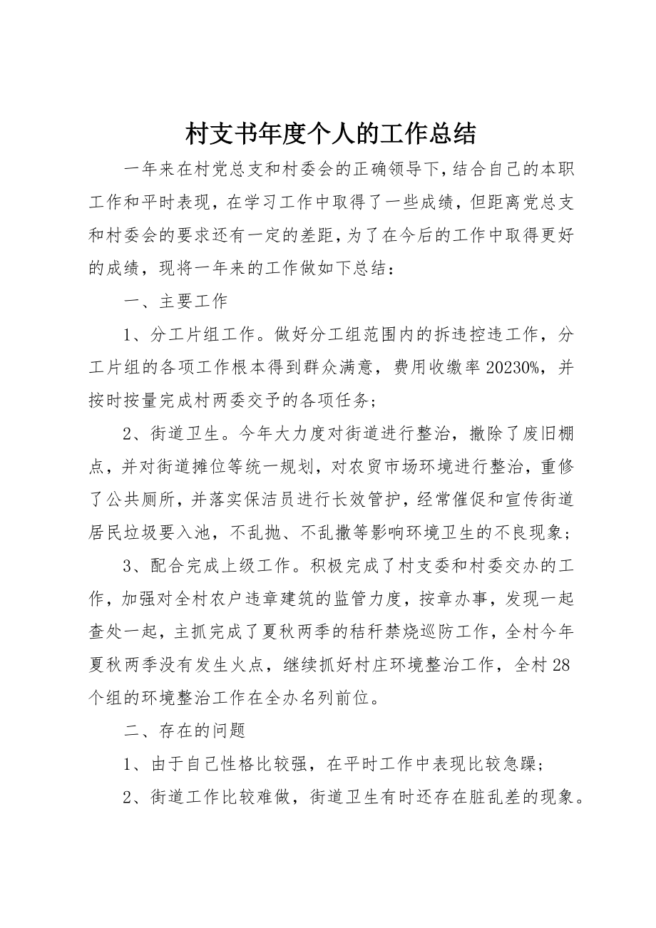 2023年村支书年度个人的工作总结新编.docx_第1页