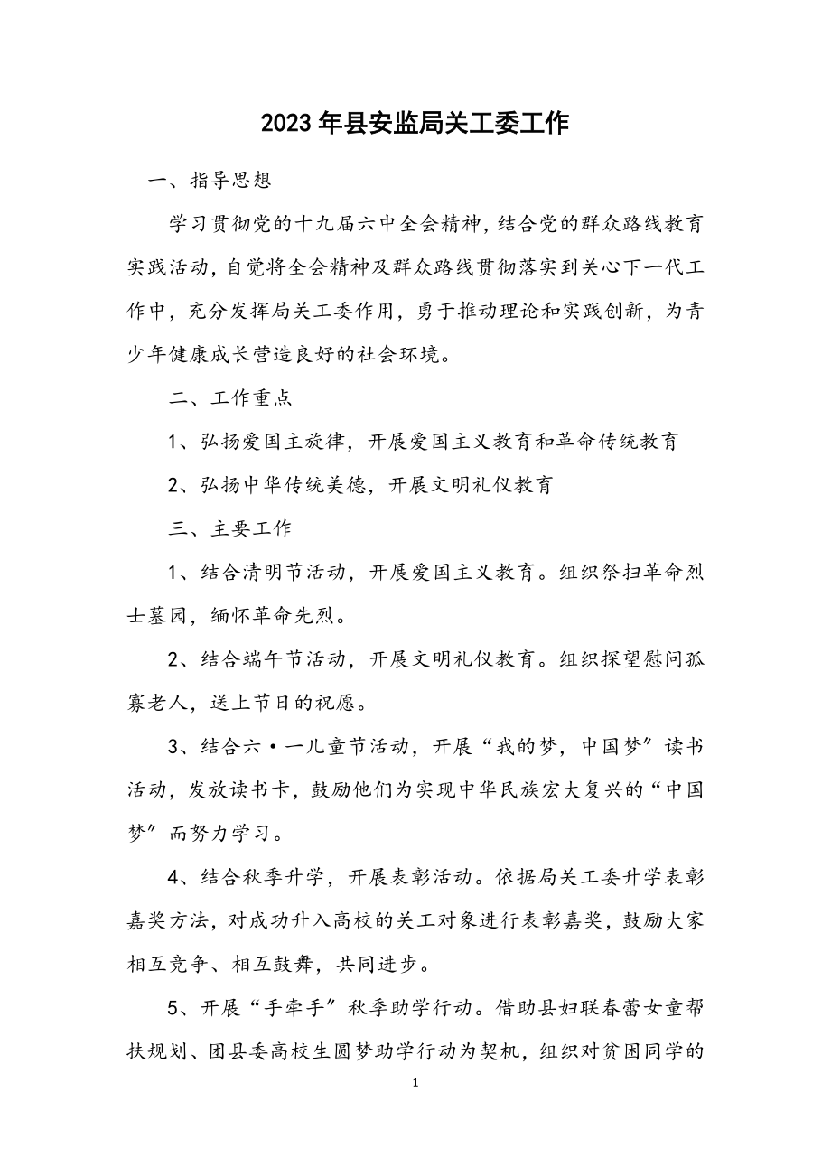 2023年县安监局关工委工作计划.docx_第1页