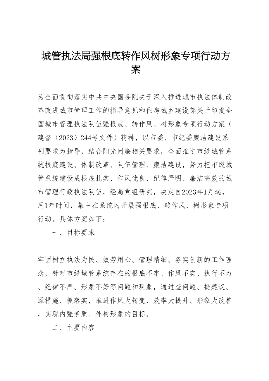 2023年城管执法局强基础转作风树形象专项行动方案 .doc_第1页