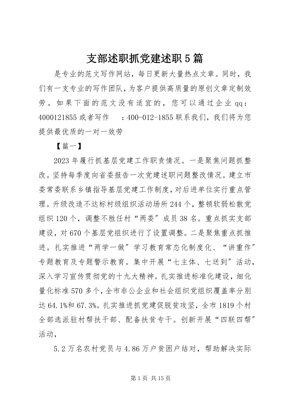 2023年支部述职抓党建述职5篇.docx_第1页