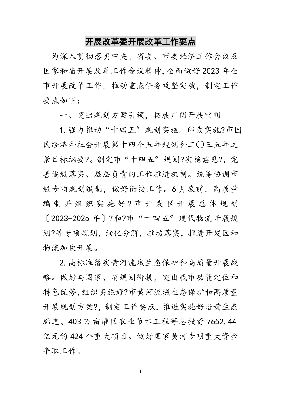 2023年发展改革委发展改革工作要点范文.doc_第1页