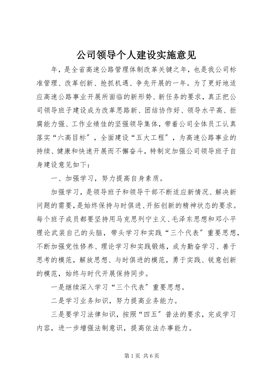 2023年公司领导个人建设实施意见.docx_第1页