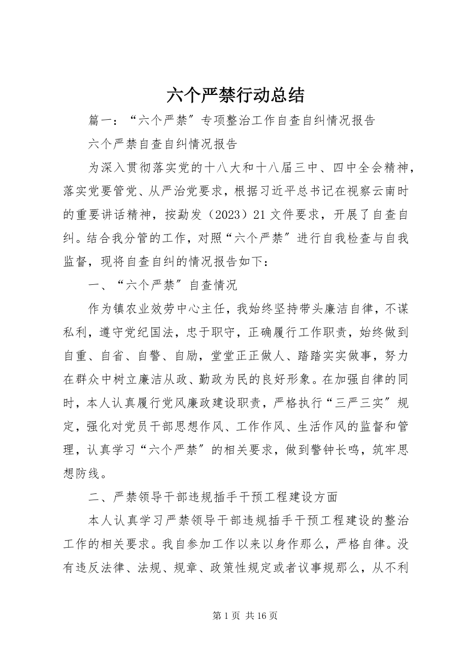 2023年六个严禁行动总结.docx_第1页