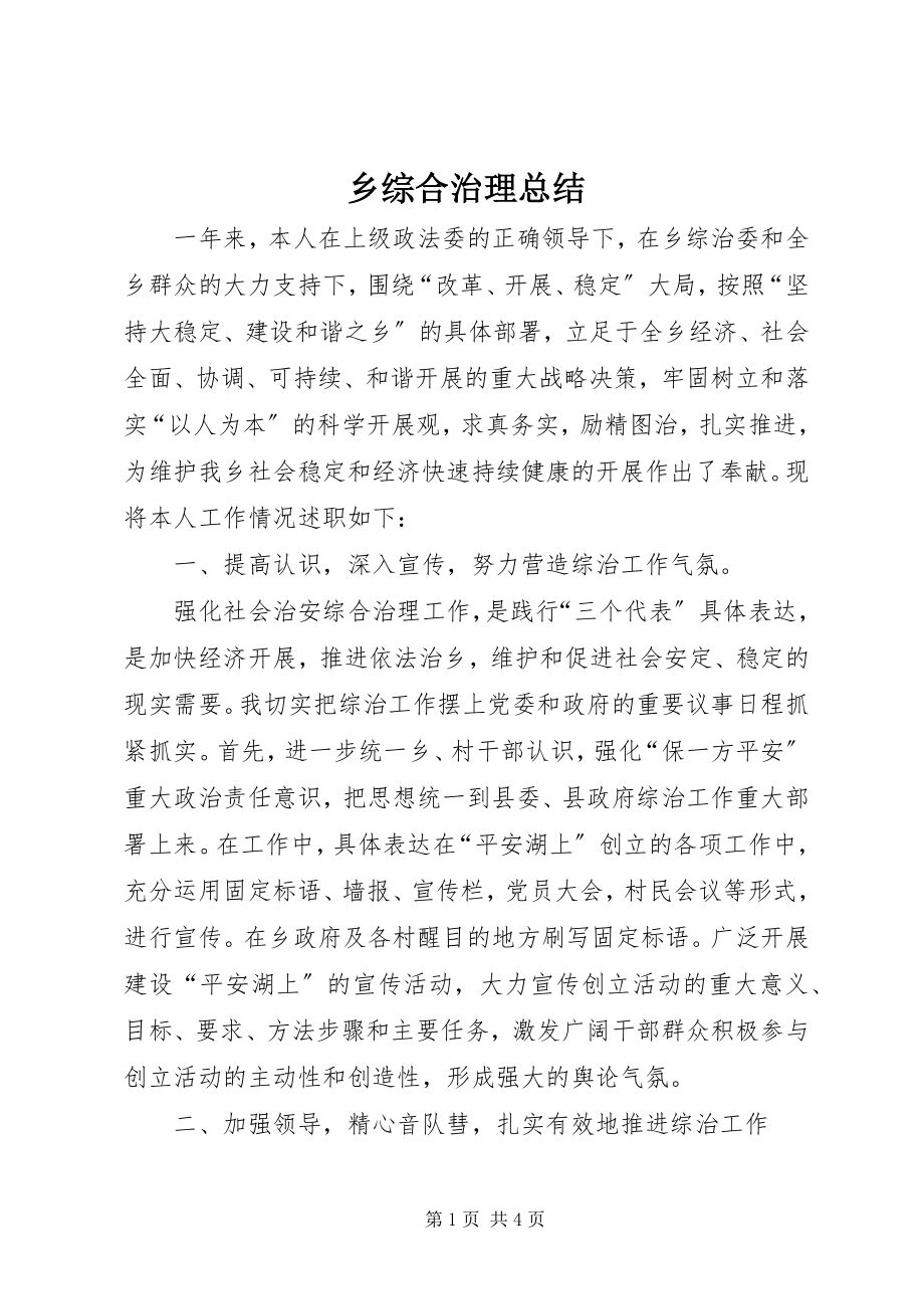 2023年乡综合治理总结.docx_第1页