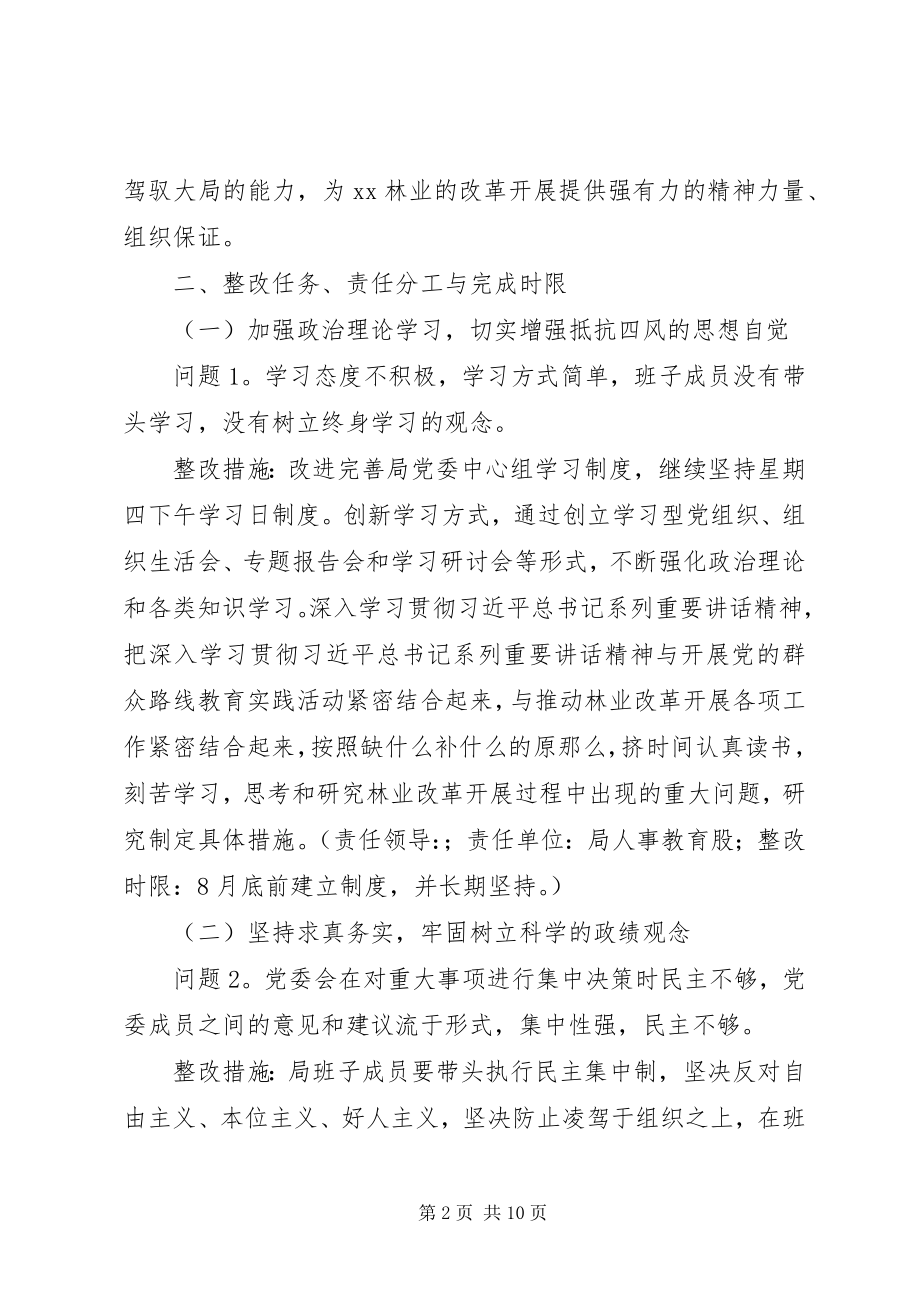 2023年县林业局党委班子党的群众路线教育实践活动整改方案.docx_第2页