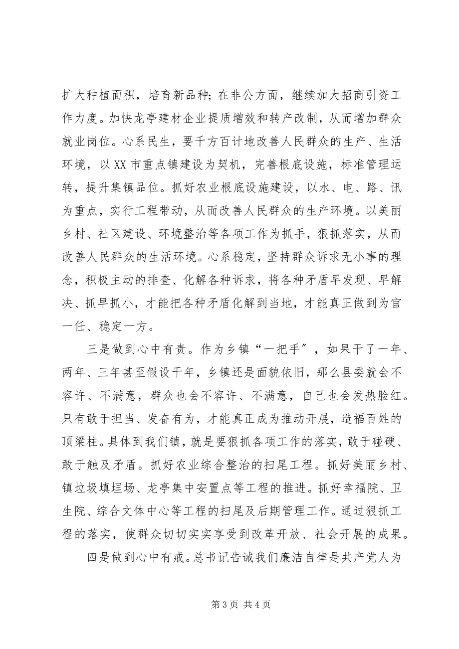 2023年四有干部学习心得争做优秀乡镇党委书记.docx_第3页