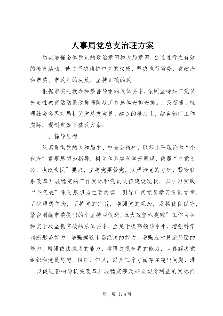 2023年人事局党总支治理方案.docx_第1页