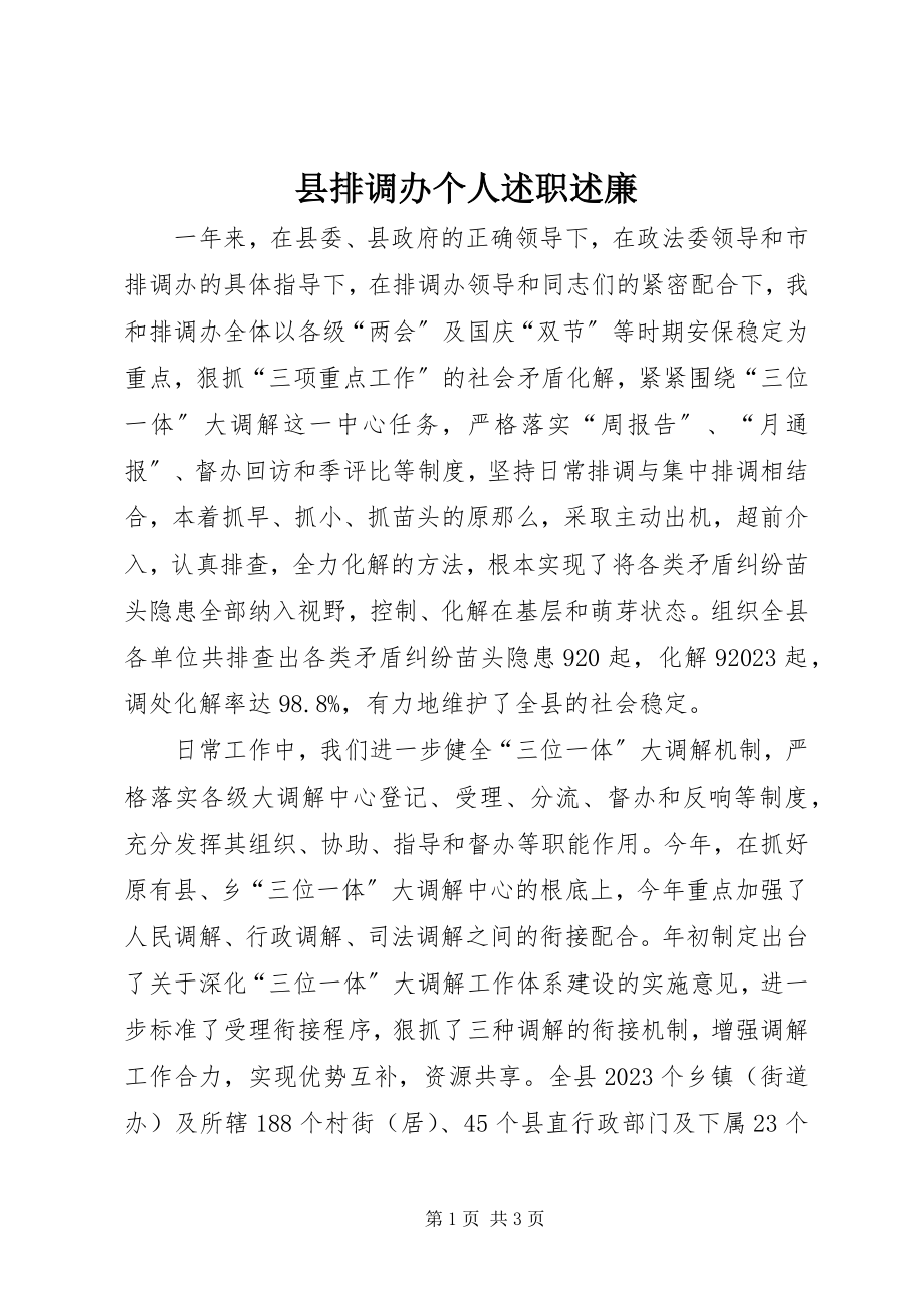 2023年县排调办个人述职述廉.docx_第1页