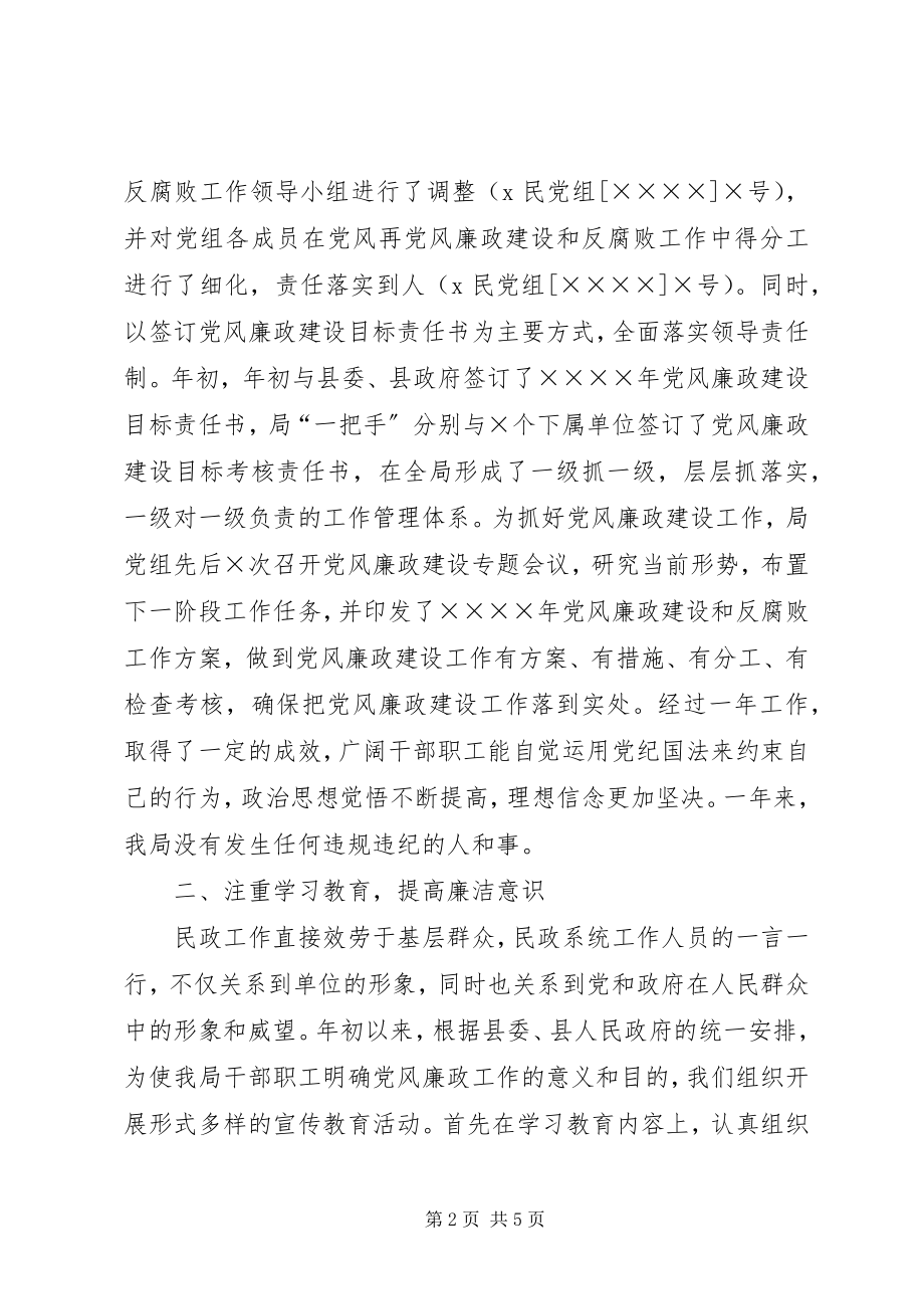 2023年县民政局度党风廉政建设工作总结.docx_第2页