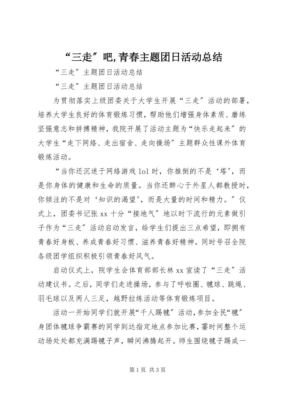 2023年三走吧青春主题团日活动总结.docx_第1页