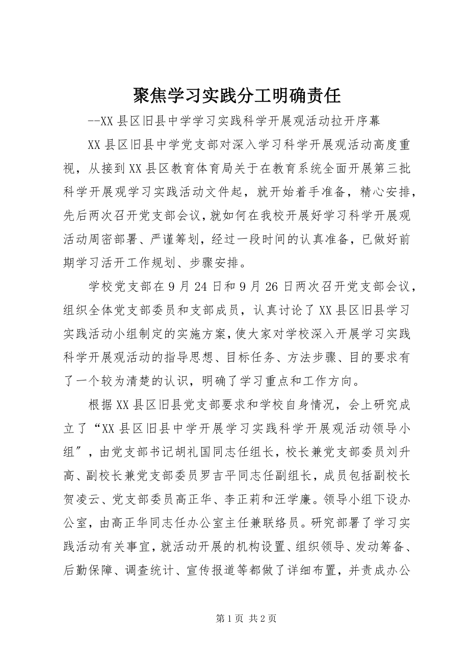 2023年聚焦学习实践分工明确责任.docx_第1页